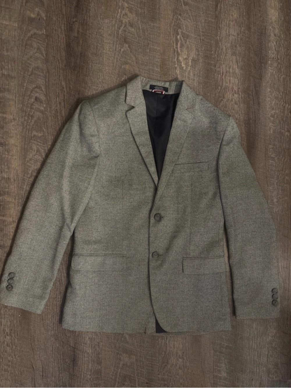 Tommy Hilfiger Grey Textured Two-Button Blazer